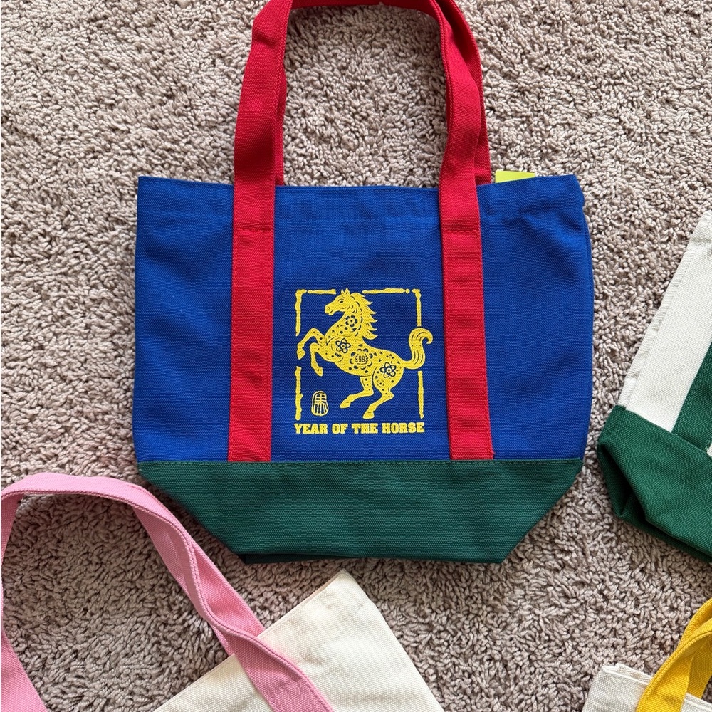 99 Ranch Mini Tote Bags set of 6 Blue Red Green Yellow Pink New With Tags - Picture 3 of 4